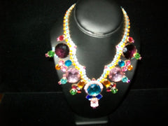 Handmade Rhinestone Multiple Color Necklace