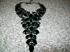 Long Necklace made of Black Flowers