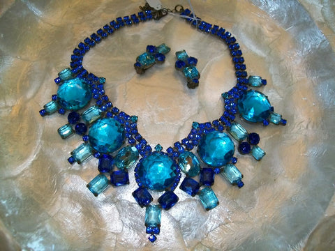 Handmade Blue Rhinestone Necklace